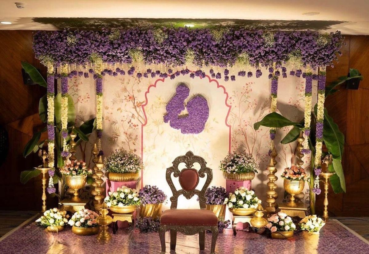 Traditional floral baby ceremony stage